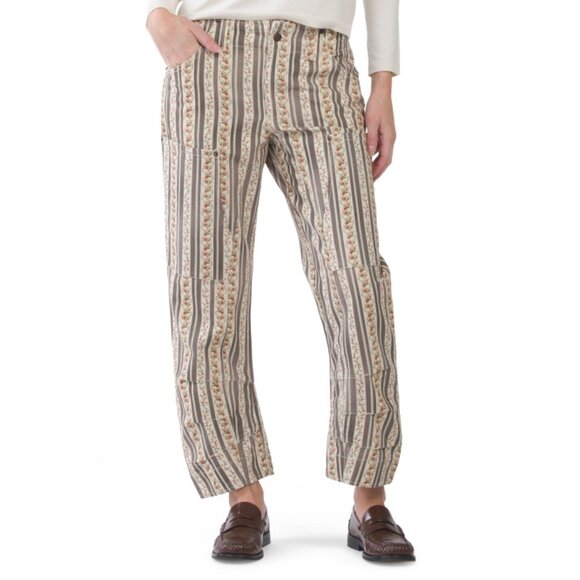 FREE PEOPLE Ivory Combo Super Sonic Printed Slim Pants